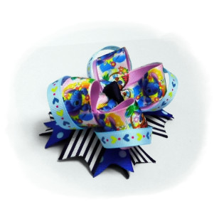 Stitch / Stitch & Angel Grosgrain Ribbon Girls 4" Boutique Bow Hair Bows Style A or B( Hair Clip or Hair Band ) 